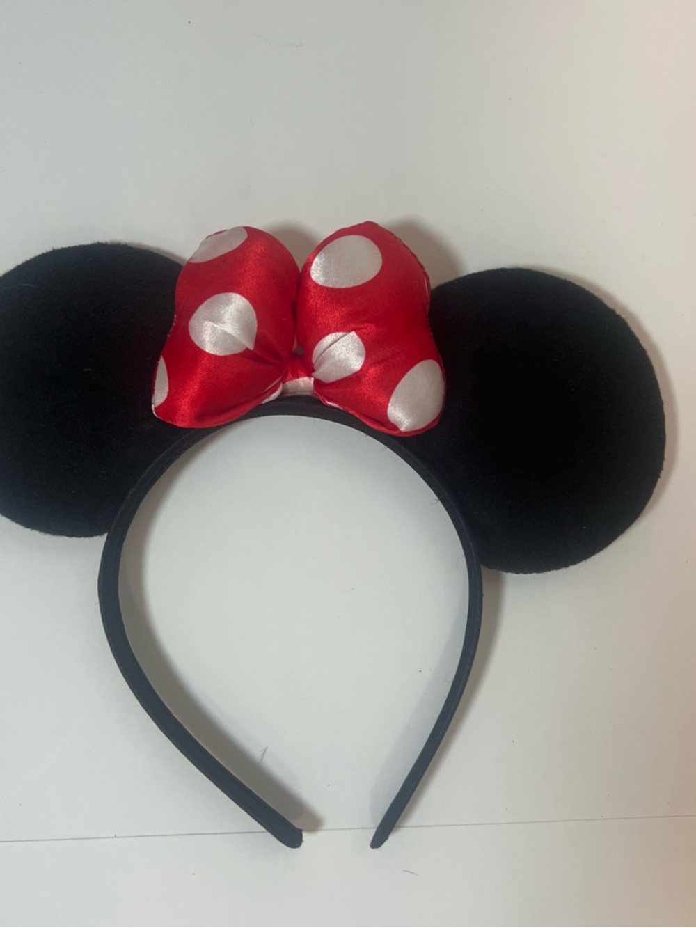 Disney Black Ear Headband with Red & White Polka Bow